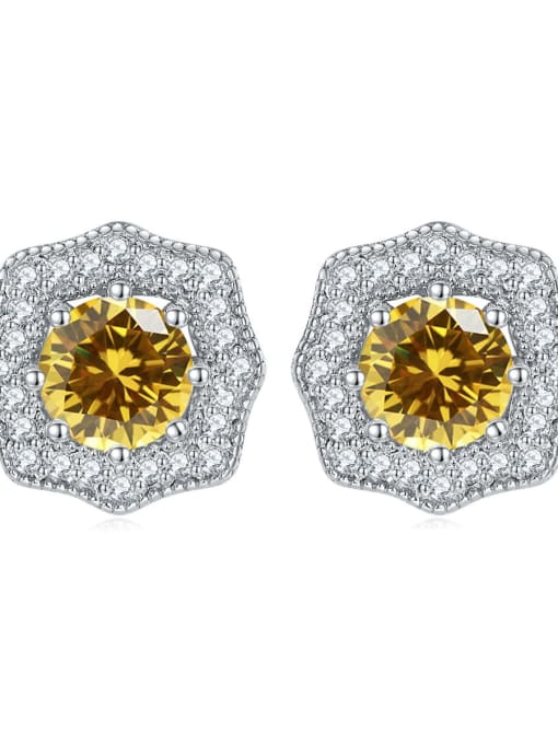 Golden [November] 925 Sterling Silver Birthstone Hexagon Dainty Stud Earring